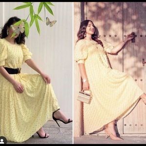 Zara Feather Yellow Dress